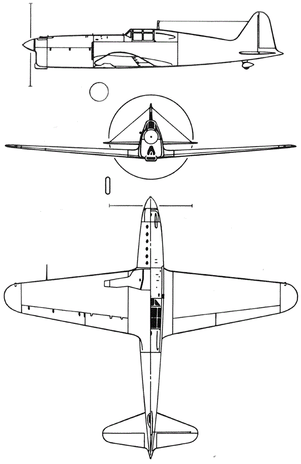 Plan 3 vues du SAI Ambrosini SAI.207