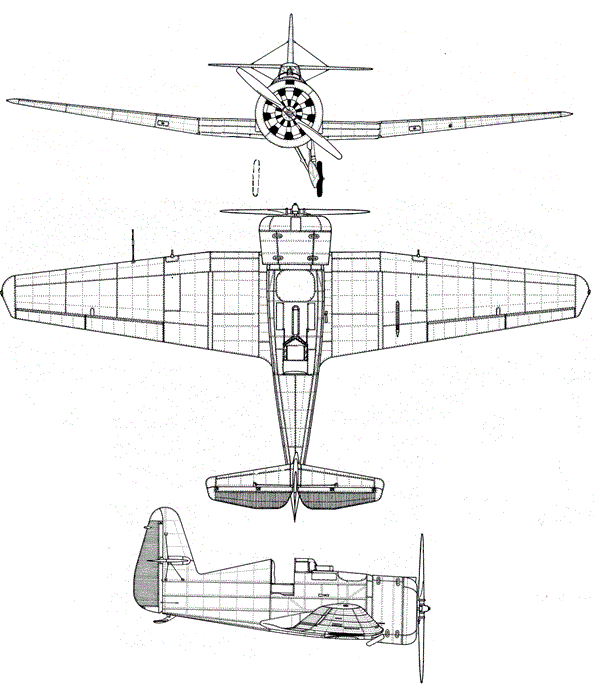 Plan 3 vues du Tupolev I-14
