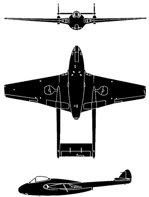 Plan 3 vues du Sud-Est SE.532/535 Mistral