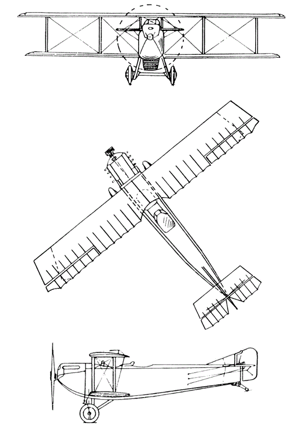 Plan 3 vues du Caudron C.59