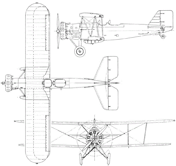 Plan 3 vues du Thomas-Morse O-19