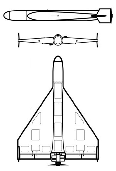 Plan 3 vues du HESA Shahed 136 Plan 3 vues du HESA Shahed 136