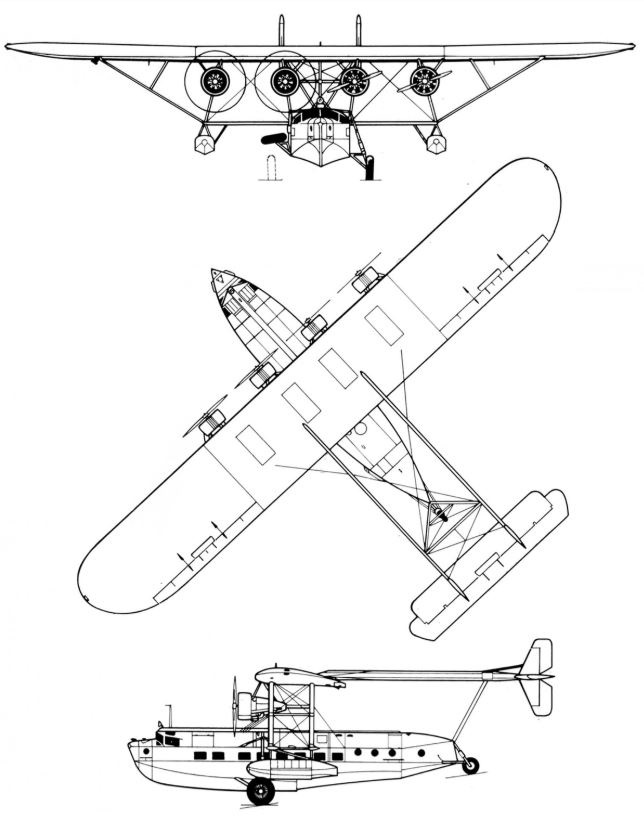 Plan 3 vues du Sikorsky S-40