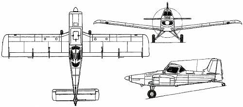 Plan 3 vues du Embraer EMB 200 Ipanema
