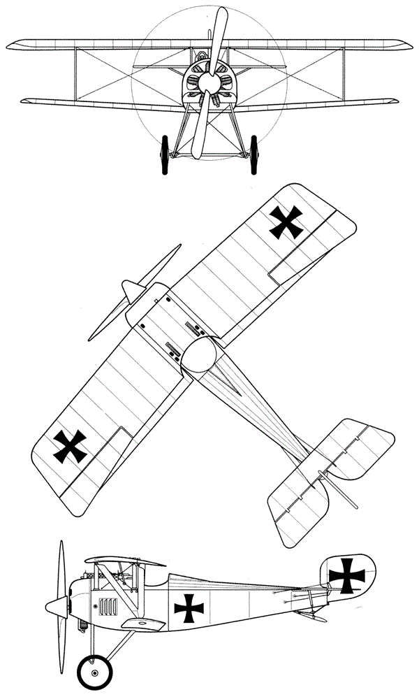 Plan 3 vues du Siemens-Schuckert D.I