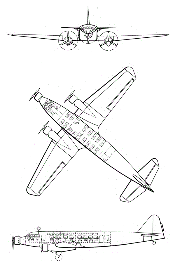 Plan 3 vues du Bloch MB.300 Pacifique Plan 3 vues du Bloch MB.300 Pacifique