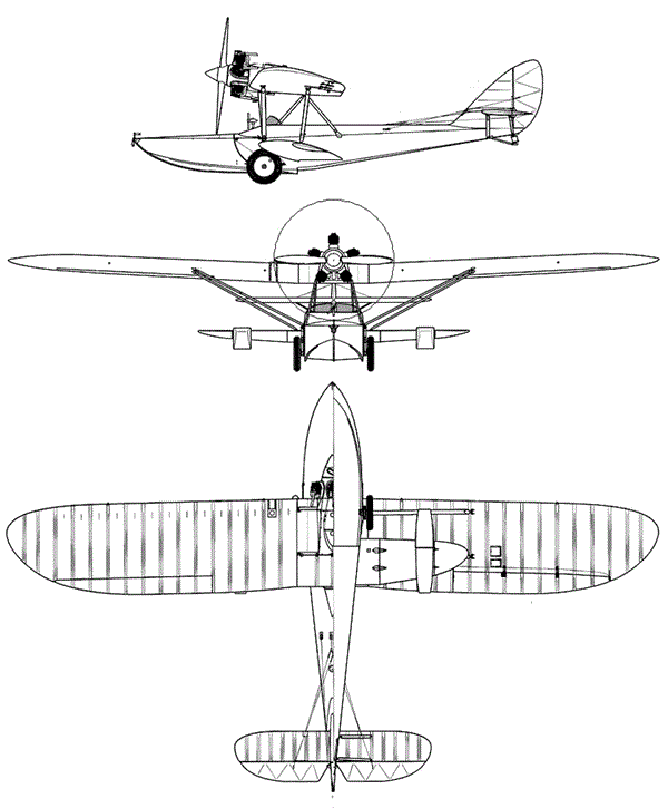 Plan 3 vues du Shavrov Sh-2