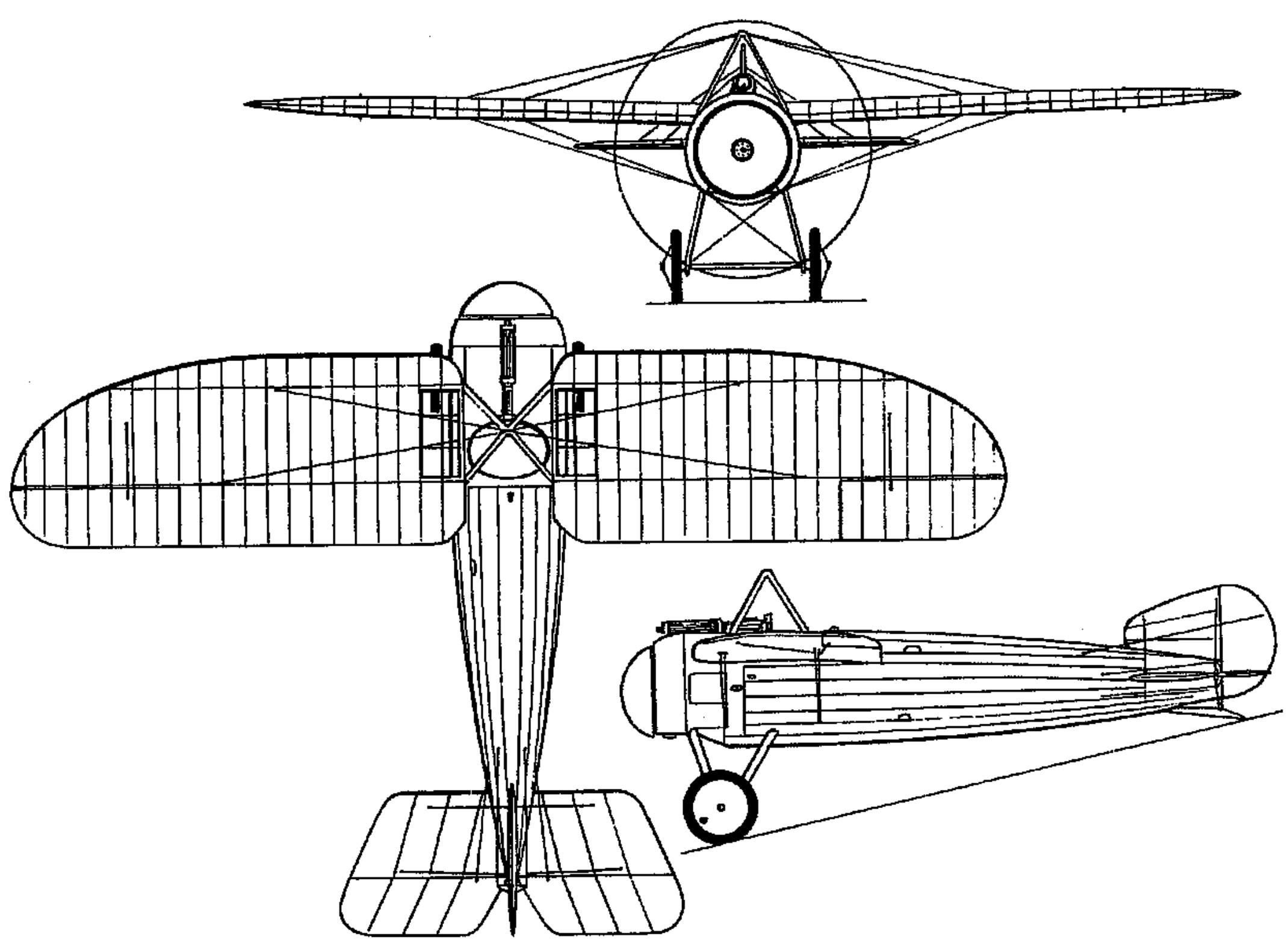 Plan 3 vues du Bristol M.1 Scout