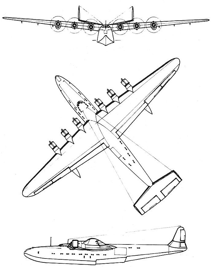 Plan 3 vues du Latécoère 631 Plan 3 vues du Latécoère 631