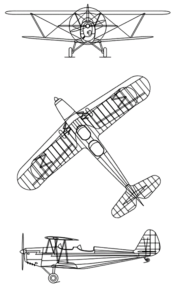 Plan 3 vues du Muniz M.7 / M.9