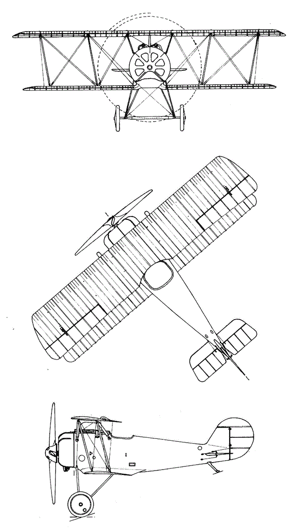 Plan 3 vues du Pfalz D.VIII