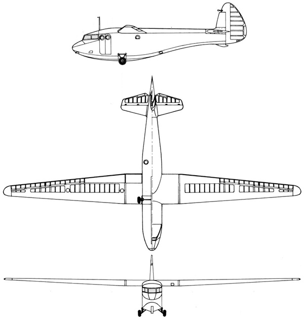 Plan 3 vues du Antonov A-7