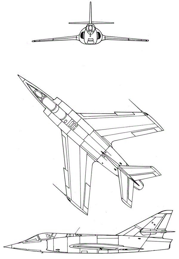Plan 3 vues du Dassault Étendard VI Plan 3 vues du Dassault Étendard VI
