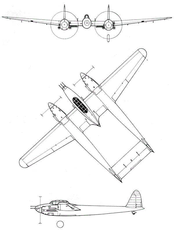 Plan 3 vues du Savoia-Marchetti SM.91 Plan 3 vues du Savoia-Marchetti SM.91