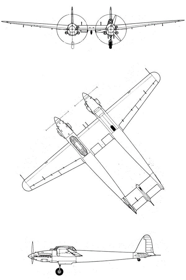 Plan 3 vues du Savoia-Marchetti SM.92 Plan 3 vues du Savoia-Marchetti SM.92