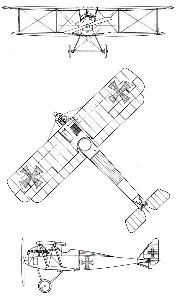 Plan 3 vues du Halberstadt D.V