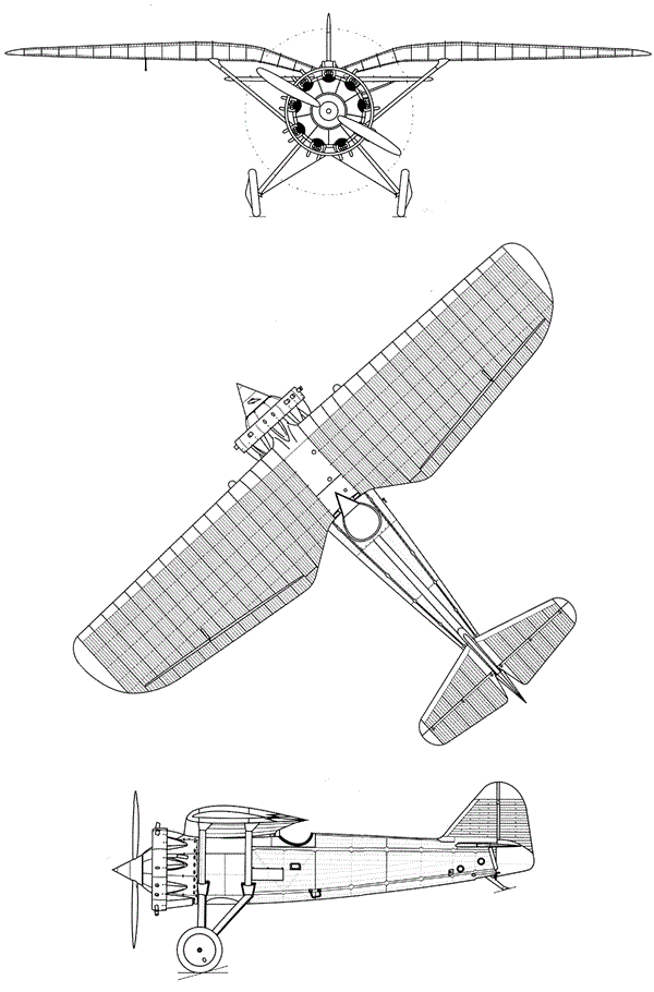 Plan 3 vues du P.Z.L. P.7 Plan 3 vues du P.Z.L. P.7