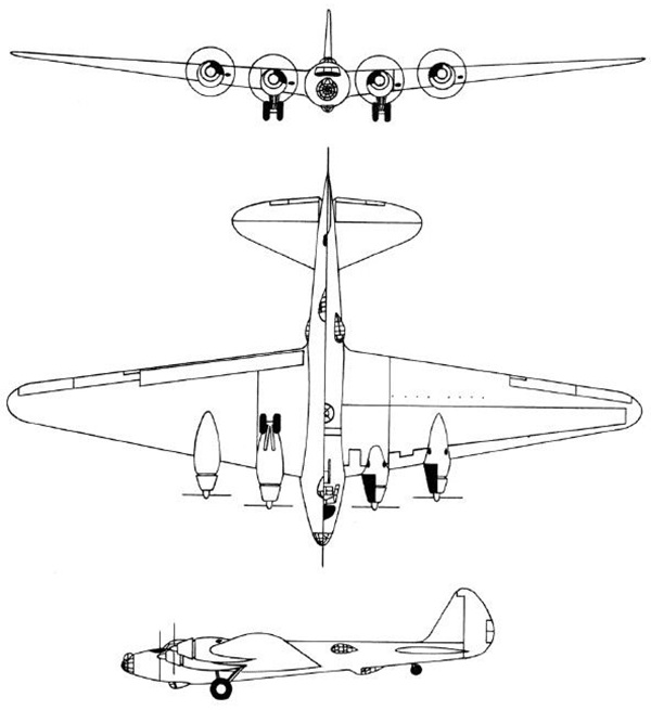 Plan 3 vues du Boeing XB-15 / XC-105 Plan 3 vues du Boeing XB-15 / XC-105