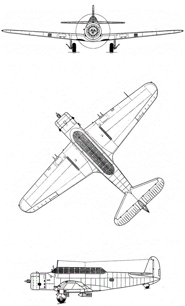 Plan 3 vues du Kochyerigin BSh-1 / PS-43