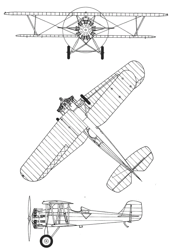 Plan 3 vues du Eberhart XFG / XF2G Comanche