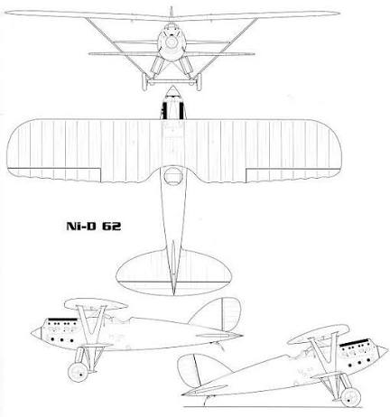 Plan 3 vues du Nieuport-Delage NiD.52 Plan 3 vues du Nieuport-Delage NiD.52