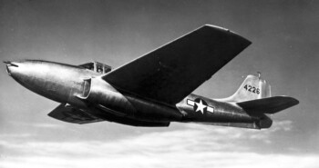 Bell P-59B Airacomet in flight. (U.S. Air Force photo)