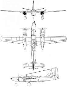 Plan 3 vues du Douglas A-26 Invader