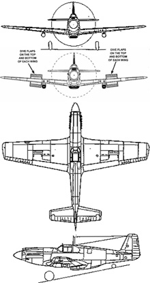 Plan 3 vues du North American A-36 Invader/Apache