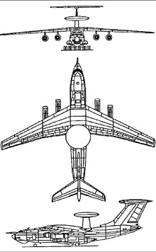 Plan 3 vues du Beriev A-50  'Mainstay'