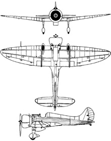 Plan 3 vues du Mitsubishi A5M  ‘Claude’