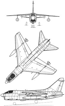 Plan 3 vues du Vought (L.T.V.) A-7 Corsair II