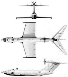 Plan 3 vues du Alekseyev A-90 Orlyonok