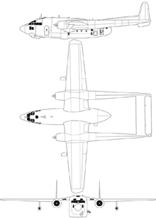 Plan 3 vues du Fairchild AC-119 Shadow / Stinger