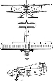 Plan 3 vues du Antonov An-2  ‘Colt’