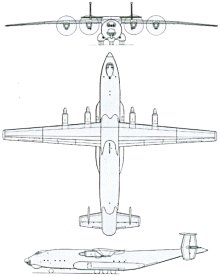 Plan 3 vues du Antonov An-22 Antey 'Cock'