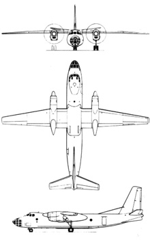 Plan 3 vues du Antonov An-30 'Clank'