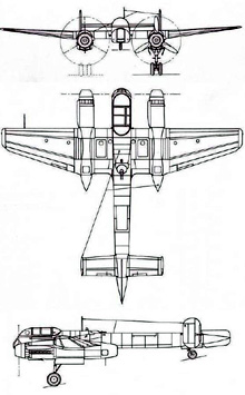 Plan 3 vues du Arado Ar 240