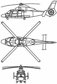 Plan 3 vues du Eurocopter AS.565 Panther