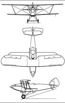 Plan 3 vues du Hawker  Audax