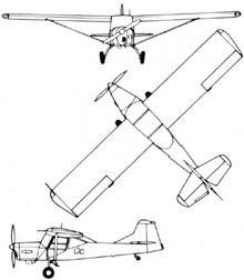 Plan 3 vues du Taylorcraft Auster A.O.P.