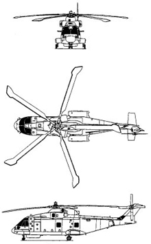 Plan 3 vues du Agusta-Westland AW.101 Merlin