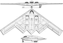 Plan 3 vues du Northrop B-2 Spirit