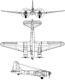 Plan 3 vues du Douglas B-23 Dragon