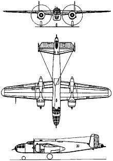 Plan 3 vues du North American B-25 Mitchell