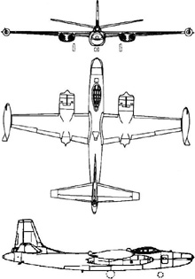 Plan 3 vues du North American B-45 Tornado