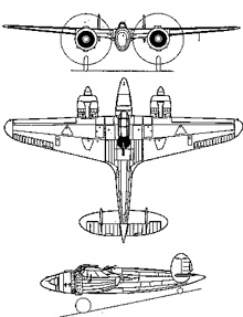 Plan 3 vues du Breda Ba.88 Lince