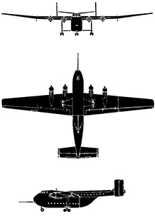 Plan 3 vues du Blackburn B-101 Beverley