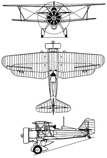 Plan 3 vues du Curtiss BFC/BF2C Goshawk