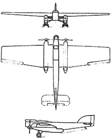 Plan 3 vues du Blériot 127