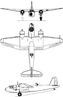 Plan 3 vues du Blackburn B-26 Botha